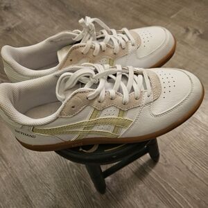Asics White and Tan Sneakers
